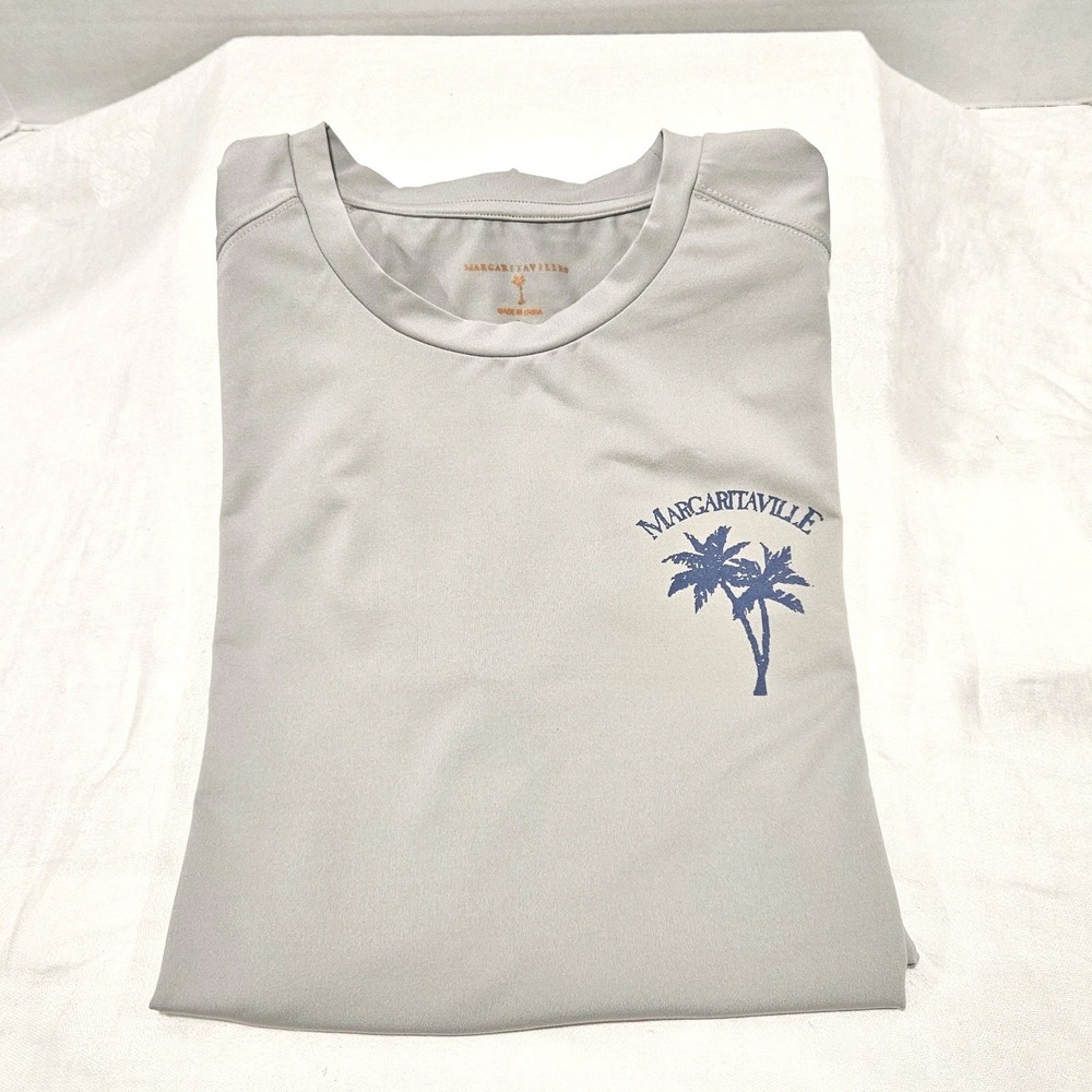 New - Margaritaville Mens Gray L Long Sleeve Pullover Shirt UPF +50 Quick Dry